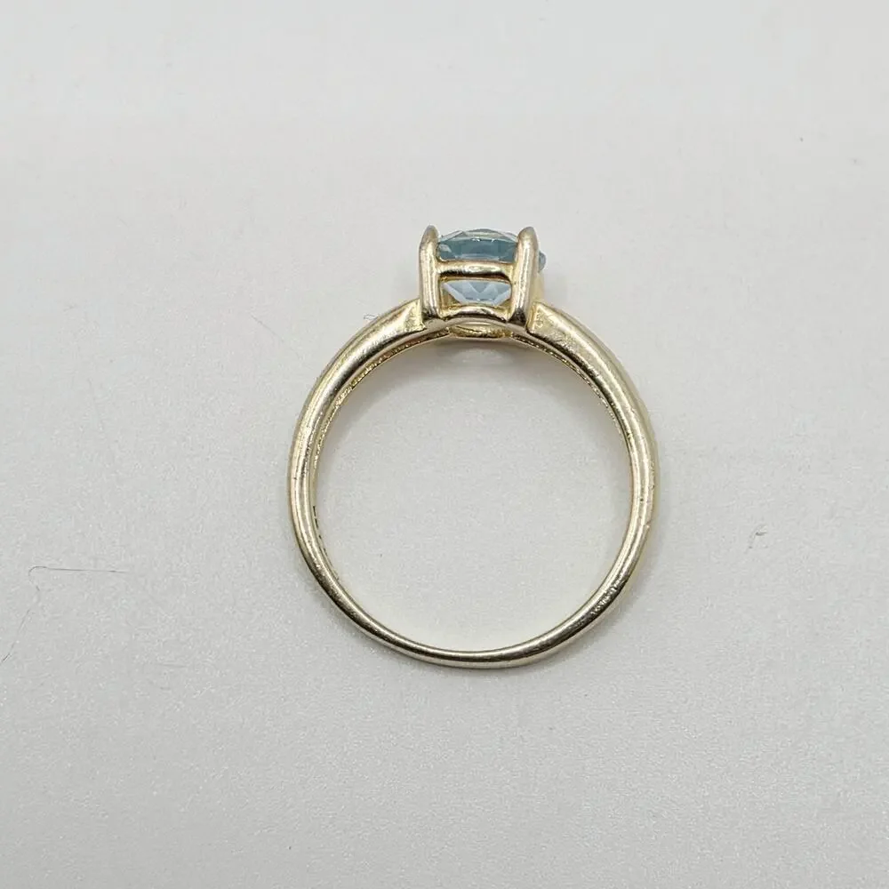 Vermeil 925 Sterling Silver Round-Cut Blue Topaz Ring Size 7